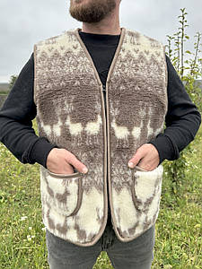 Натуральна овеча жилетка з візерунком “Олені” Унісекс (46–60 р.) – тепла, зручна, екологічна, для дому та прогулянок