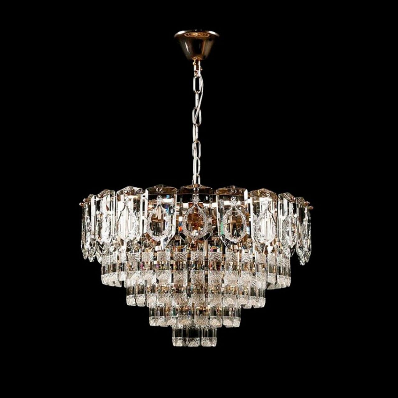 Люстра сучасна підвісна кришталева на 6 ламп E14 колір каркасу золотий VL-L3575/600/6 SG, фото 1