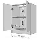 Шафа для кухні напольна з ДСП Тумба двохдверна з 2 полицями 60 см Нижні модулі без стільниці для кухні, фото 7