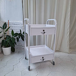 Візок косметологічний для педикюру R-10_St біла тумба на колесах з ящиками