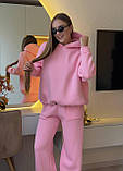 Жіночий теплий спортивний костюм, колір шоколад . Об'ємне худі + Штани Палаццо/Джогери, фото 8
