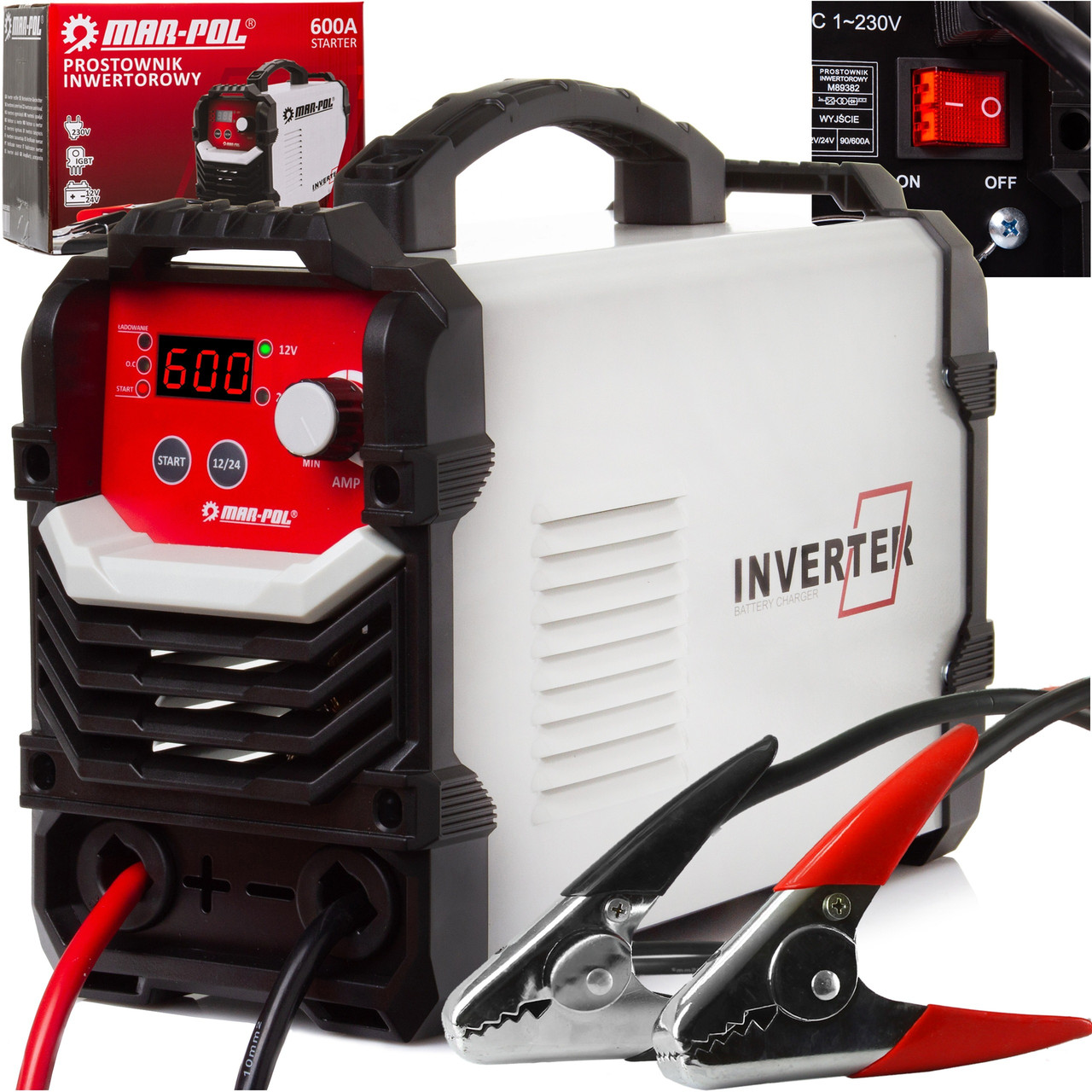 Пускозарядний пристрій MAR-POL M89382 (600A, 90A, 12/24V, Польща), фото 1