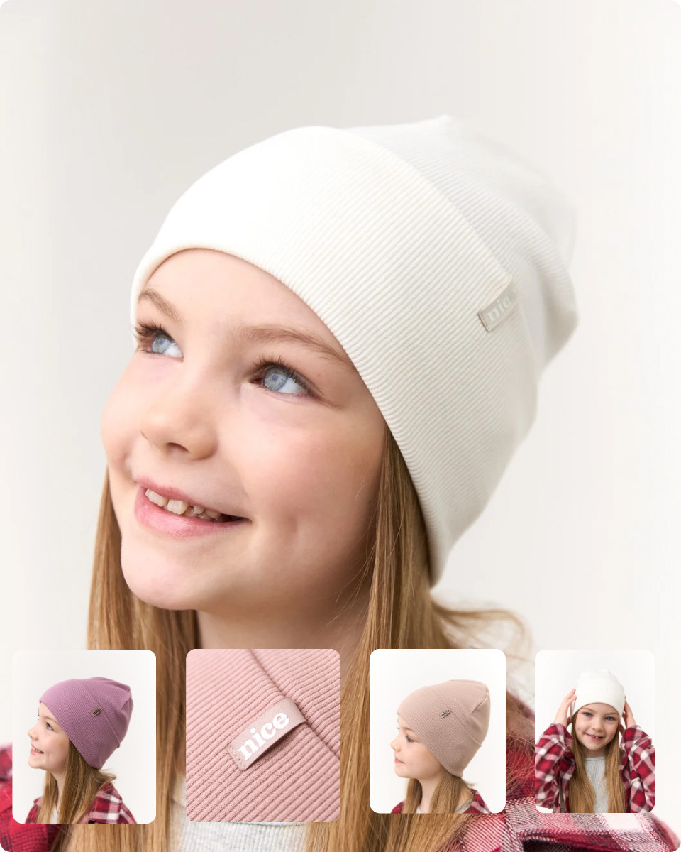 Шапка одношарова з відворотом для дівчаток, фото 1