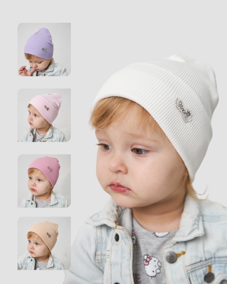Шапка одношарова з відворотом для дівчаток арт. 3414, фото 1