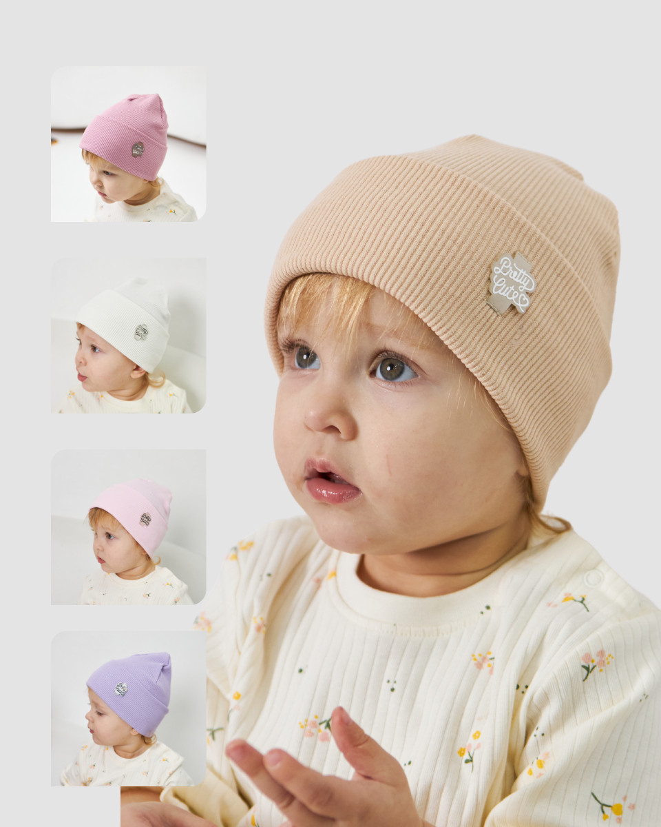 Шапка одношарова з відворотом для дівчаток арт. 3449, фото 1