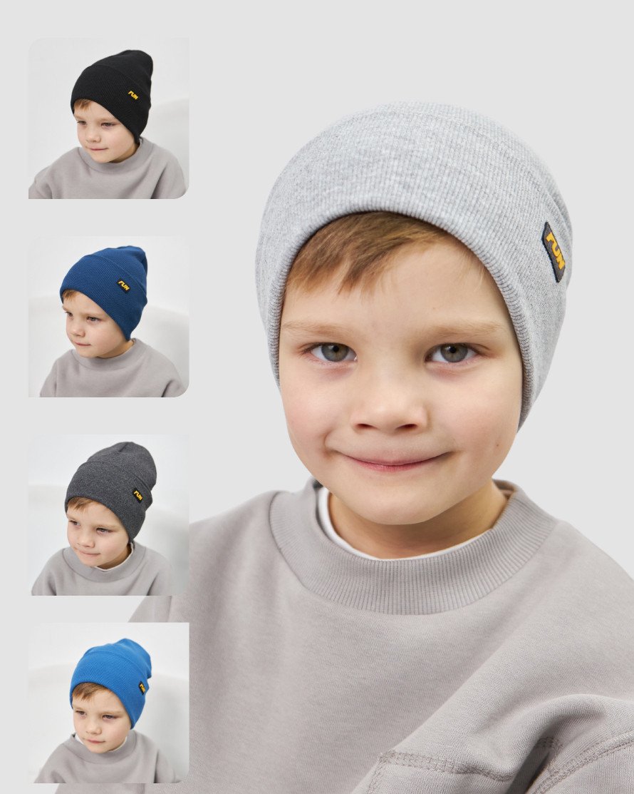 Шапка одношарова з відворотом для хлопчиків арт. 3424, фото 1