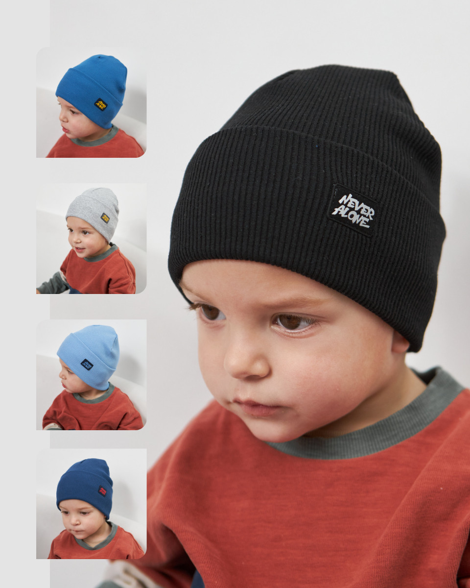 Шапка одношарова з відворотом для хлопчиків арт. 3446, фото 1
