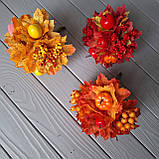 Осінній букет із листям та ягодами жовтий 20 см., фото 6