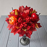 Осінній букет із листям та ягодами червоний 20 см., фото 2
