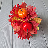 Осінній букет із листям та ягодами червоний 20 см., фото 3