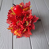 Осінній букет із листям та ягодами червоний 20 см., фото 4