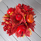 Осінній букет із листям та ягодами червоний 20 см., фото 5