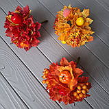 Осінній букет із листям та ягодами червоний 20 см., фото 6