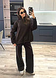 Жіночий теплий спортивний костюм, колір шоколад . Об'ємне худі + Штани Палаццо/Джогери, фото 2
