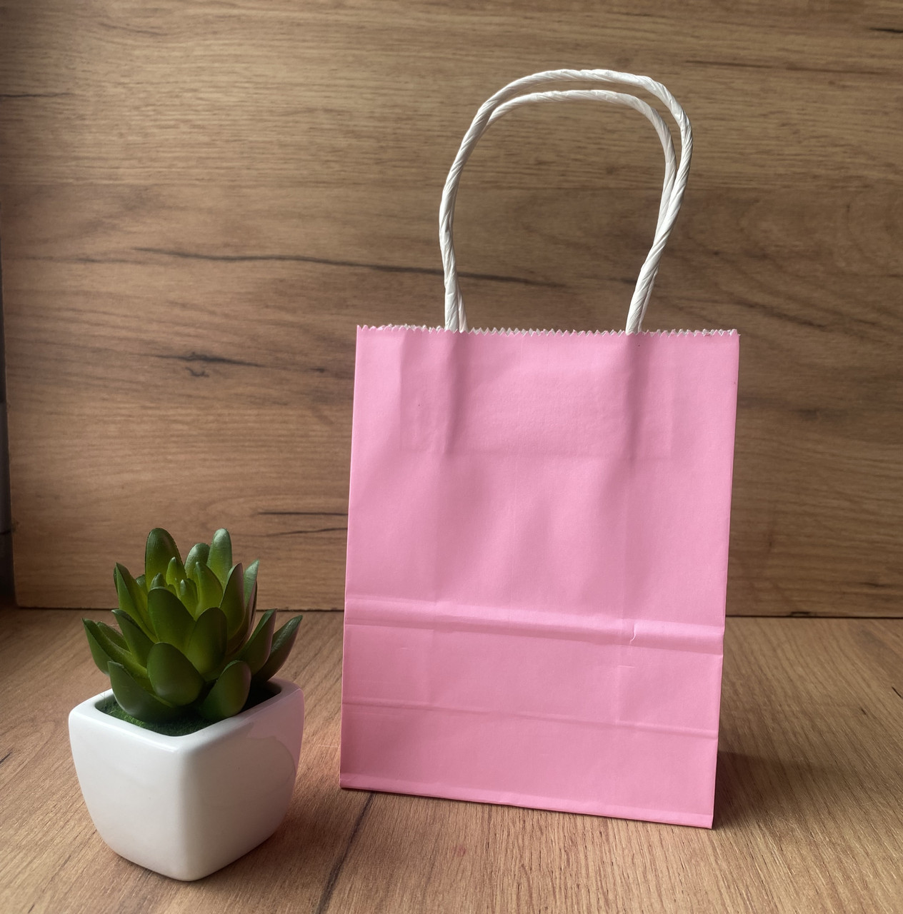 Крафт пакет рожевий 120*60*150 мм, папір 100 г/м2, фото 1