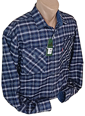 Тепла байкова чоловіча сорочка Hetai vd-0215 класична синя в клітку, байкові картаті чоловічі сорочки 3XL, фото 5