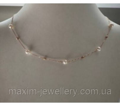 Золоте кольє з перлинками та кульками (40-45см), фото 1