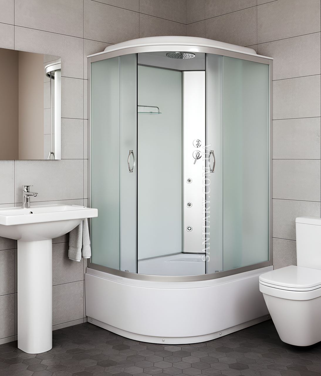 Гідромасажний бокс ko&po 218  120x80 правий душова кабіна матове скло 6 форсунок на глибокому піддоні, фото 1