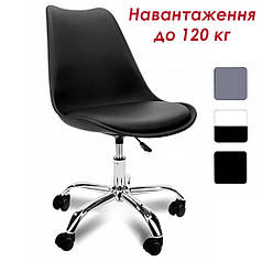 ОФІСНИЙ СТІЛЕЦЬ КРІСЛО зі спинкою на коліщатках Bonro B-487 чорний еко-шкіра з регулюванням висоти сидіння