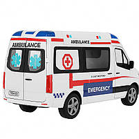 Машинка швидка допомога з фігурками медиків 2408C — звук, підсвітка, інерція, металопластик, фото 5