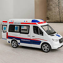 Машинка швидка допомога з фігурками медиків 2408C — звук, підсвітка, інерція, металопластик, фото 9