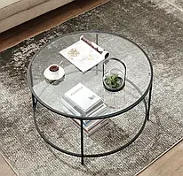Журнальний столик Leobert Oskar круглий з скляною стільницею золото