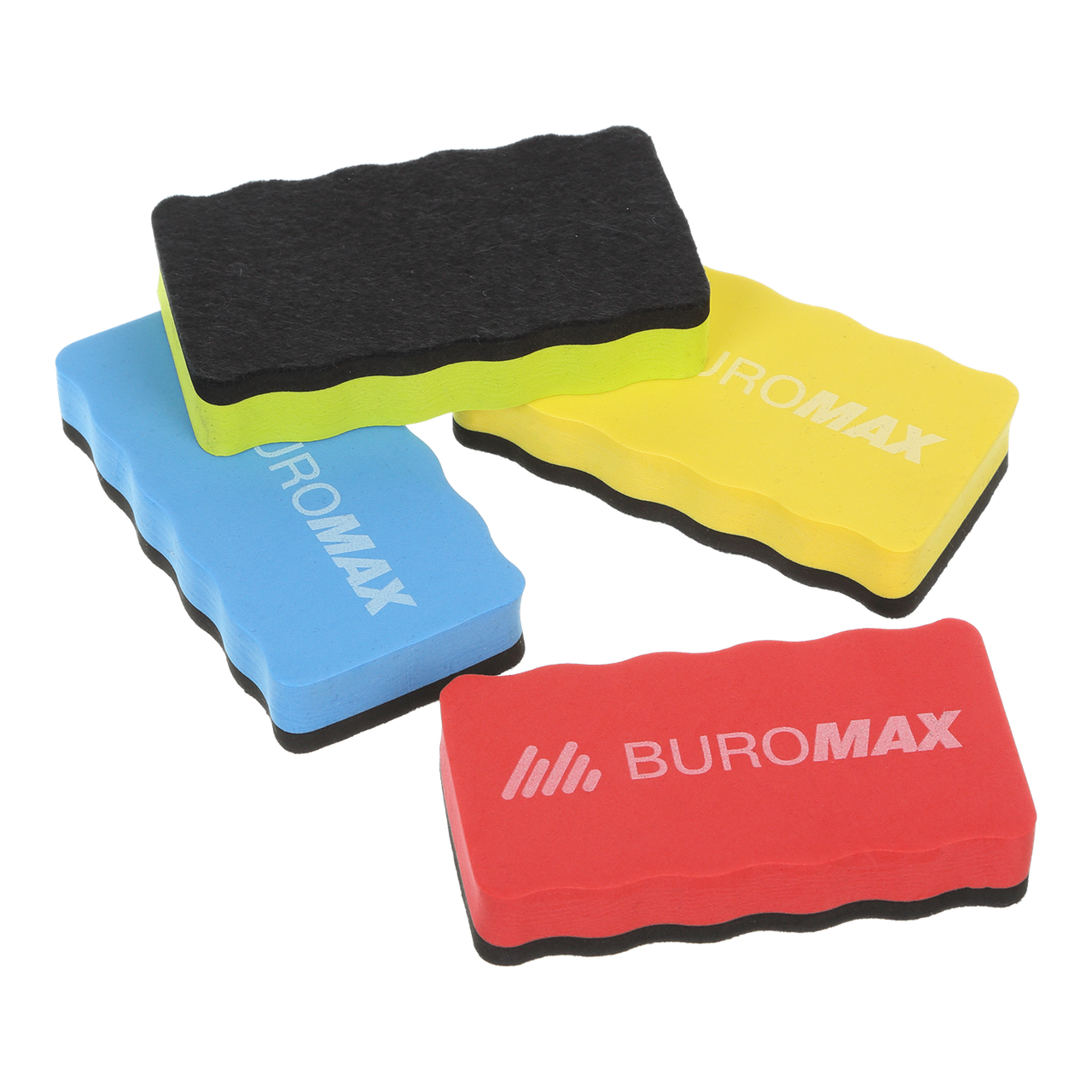 Губка для сухостиральних дошок з магнітом, асорті BUROMAX