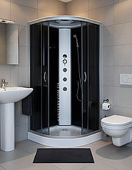 Гідромасажний бокс Ko&Po 126 90x90 чорний душовий бокс розсувний на низькому піддоні