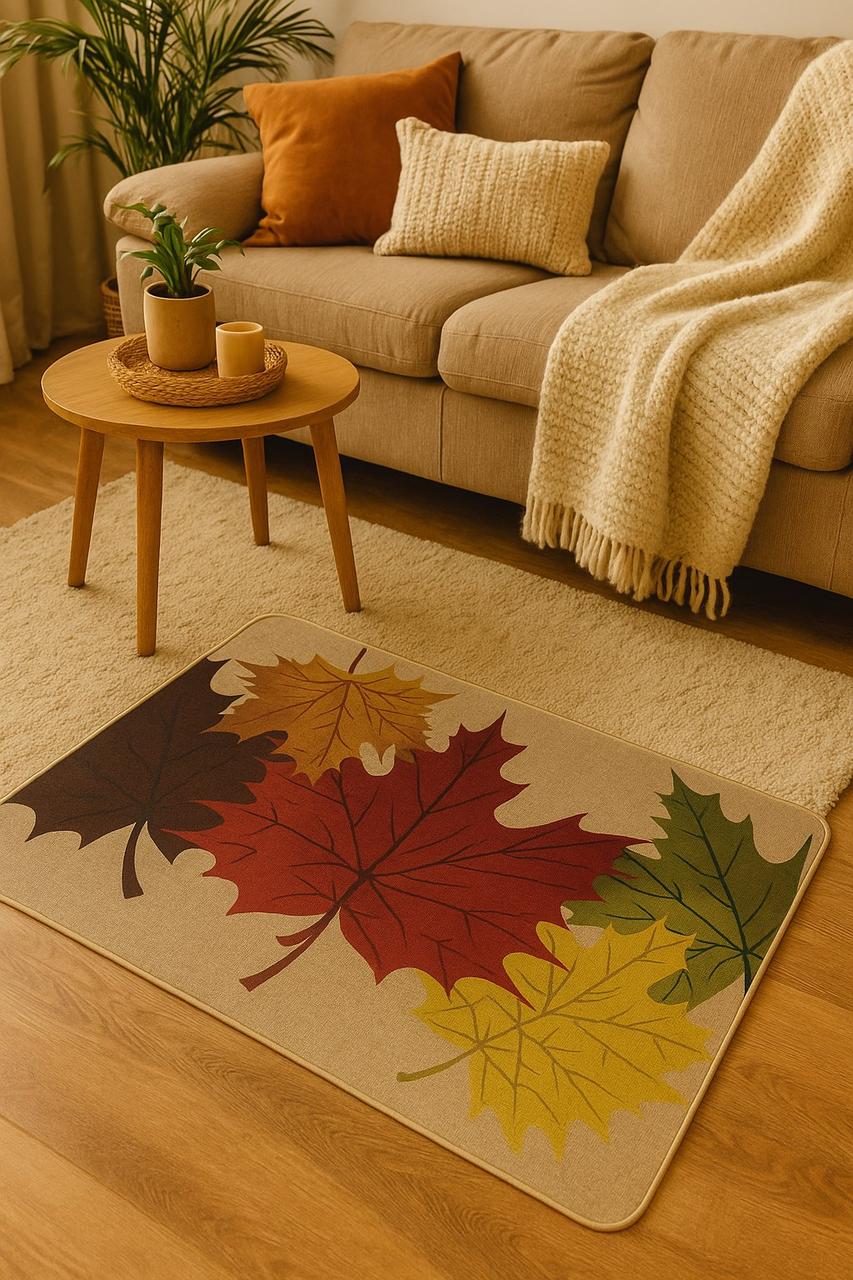 Килимок вхідний "Льон" на пружній каучуковій основі 45x75 см leaf 5392/5