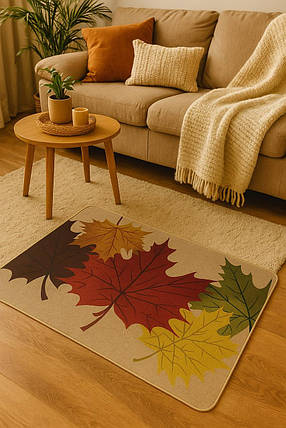 Килимок вхідний "Льон" на пружній каучуковій основі 45x75 см leaf 5392/5, фото 1