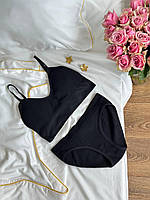 Комплект женского нижнего белья черный без косточек / Базовый комплект женского белья черного цвета