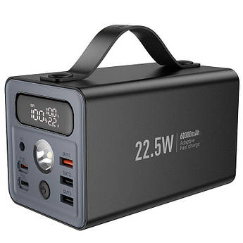 Повербанк Hoco 60000mAh 3USB/2Type-C/DC PD/QC 22.5W ліхтарик дисплей J138
