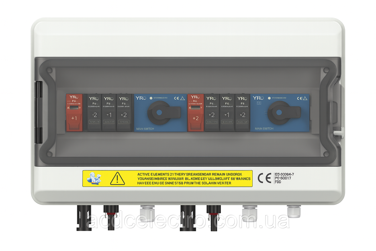 Щит захисту для сонячної станції YRO YRPVB-2 стрінга PV Combiner Box 1000V, фото 1