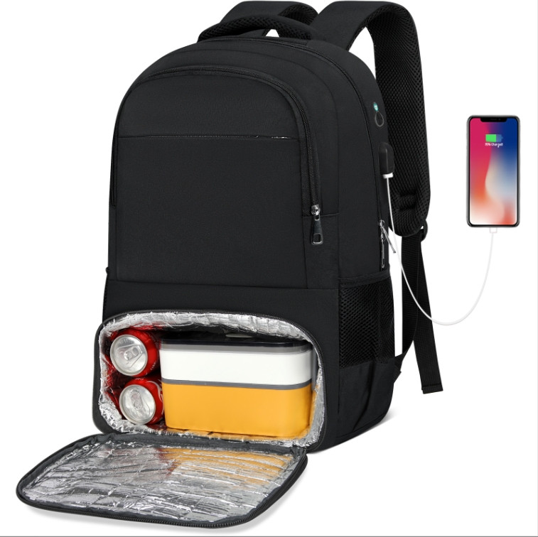 Рюкзак з термокишенею / Рюкзак для роботи і обідів / Дорожній рюкзак-холодильник Чорний, фото 1