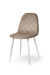 Стілець обідній Ембер-L велюр ніжки метал білий (бежевий)