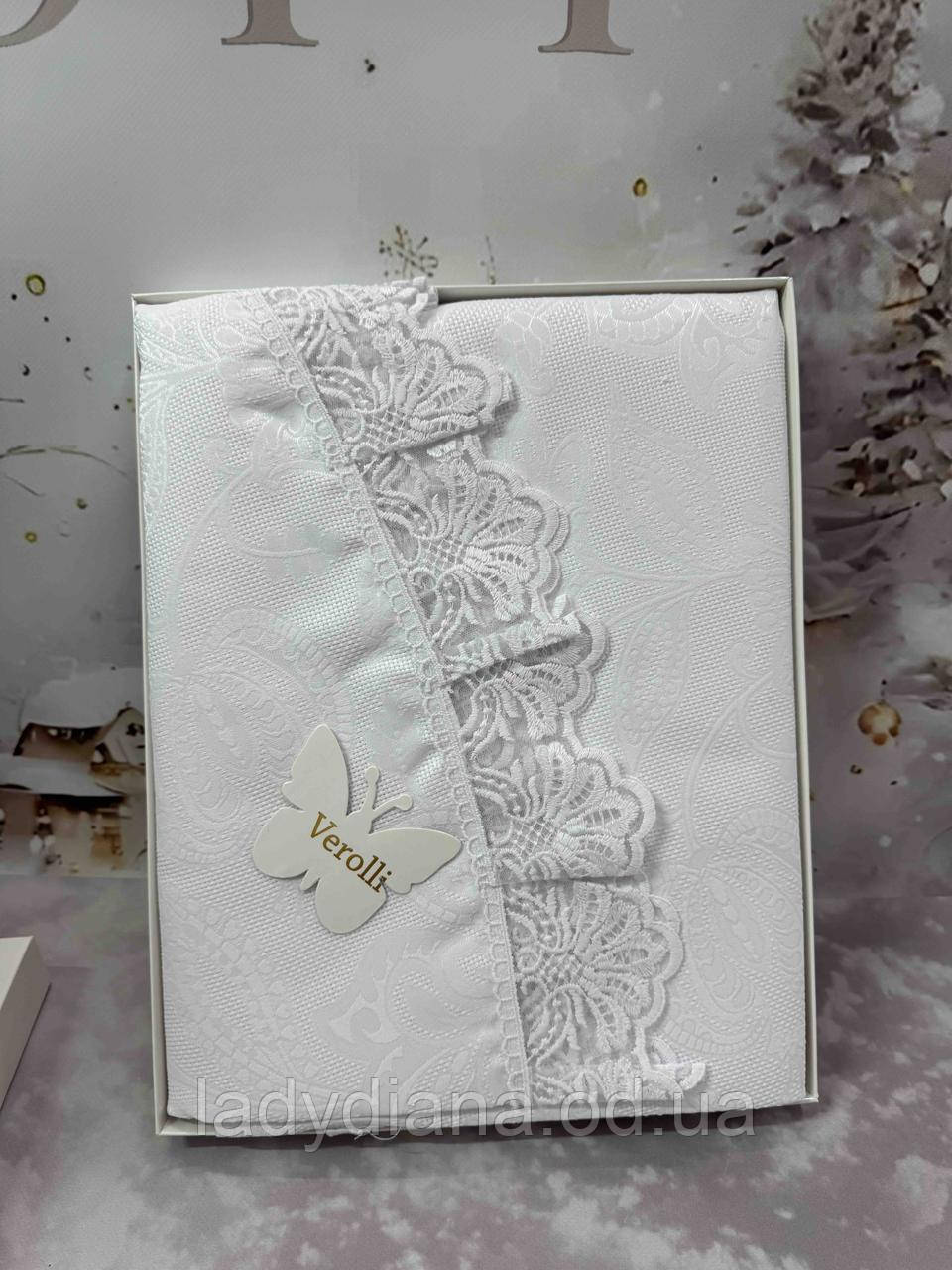 Скатертина на овальний стіл 160/ 350 см з мереживом тефлонова сервірувальна плямкостійка  Туреччина, фото 1