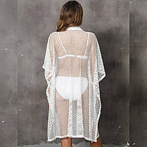 Пляжна туніка-сорочка, сітка. Біла. Великі розміри. від L до 7XL. 57-Т, фото 5