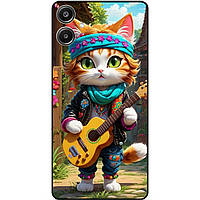 Силіконовий бампер чохол для Samsung A07 з малюнком Котик з гітарою
