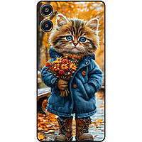 Силіконовий бампер чохол для Samsung A07 з малюнком Котик з букетом