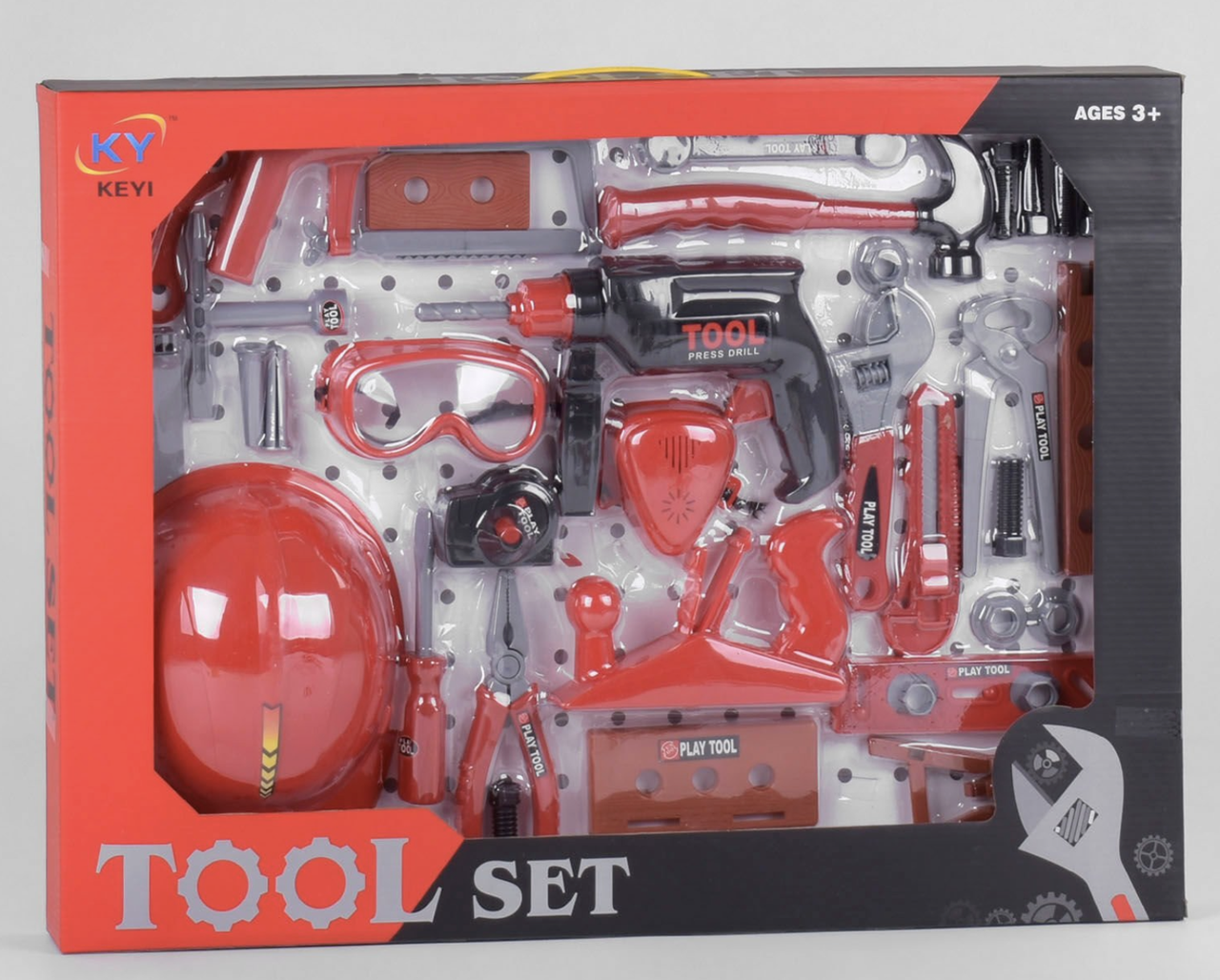 Дитячий набір інструментів KY 1068-011 у валізі з дрилем, молотком та аксесуарами, фото 1