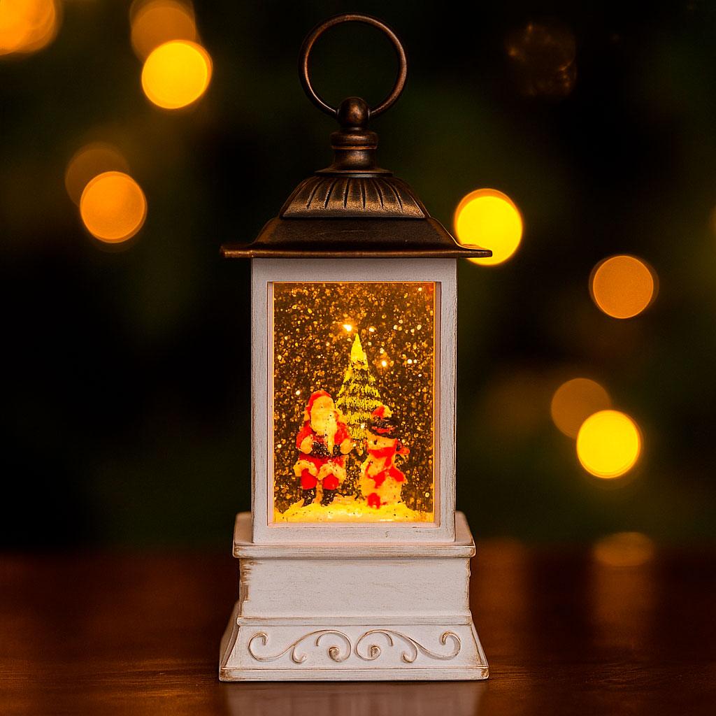 Новорічний світильник - нічник XMAS WDL-24004 Snow Water Lantern, різдвяний ліхтар із ефектом снігу, фото 1