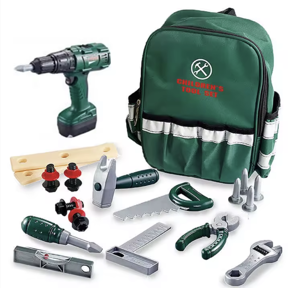 Дитячий набір інструментів G 232 у рюкзаку з шуруповертом та аксесуарами, фото 1