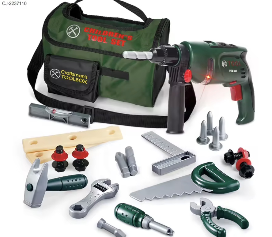 Дитячий набір інструментів G 238 із дрилем на батарейках, підсвічуванням і сумкою (27 елементів), фото 1