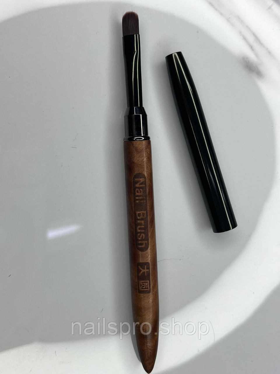 Пензель для гелю 06 рівний (футляр-ручка дерево), фото 1