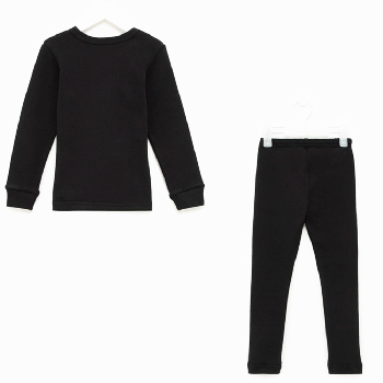 Комплект термобілизни дитячої BioActive 30-40 р, Чорний / Теплий термокомплект для дівчинки та хлопчика