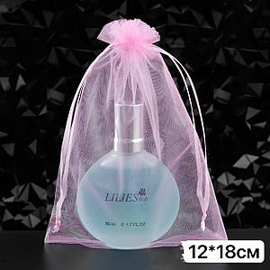 Подарункові мішечки з органзи / Упаковка - 10шт / 12х18см / Рожевий №18