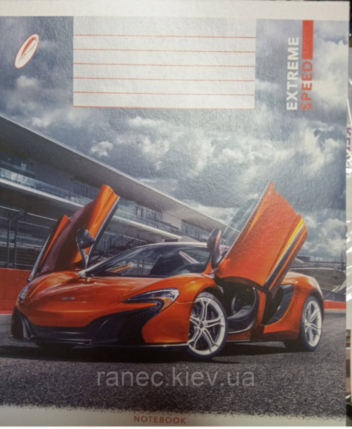 Зошит загальний 48 аркушів клітинка обкладинка картон кольорова червоні поля ТВ-5 Бриск, фото 1