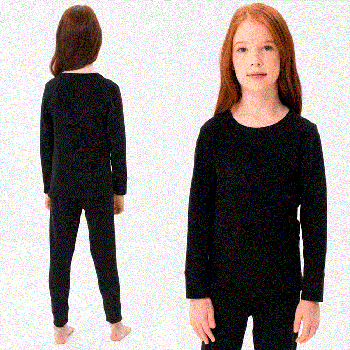 Комплект термобілизни дитячої BioActive, розмір 36, Чорний / Теплий термокомплект для дівчинки та хлопчика