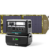 Комплект зарядна станція Altek AL 2400 PowerBox PRO PLUS + панель розкладна 120W ALT-120 мілітарі (2117051)