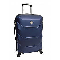 Валіза дорожня на колесах Bonro 2019 L велика т. синя пластикова з висувною ручкою і кодовим замком, фото 3